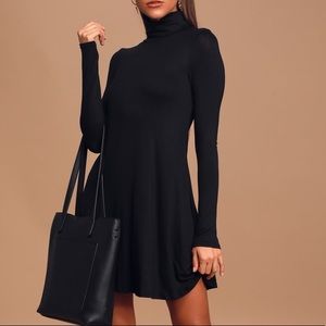 Black Turtle Neck Swing Dress